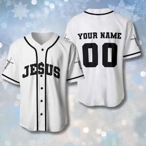 Custom Name Jesus Baseball Jersey Shirt, Personalized Christian Team Uniform, Faith Based Sports Style Religious Gift for Men Women