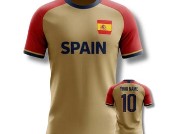 Custom Spain Soccer Jersey with Name Number, Personalized Spanish Football Shirt for Fans