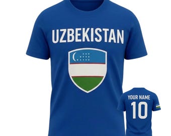 Uzbekistan Soccer T-Shirt, Custom Name & Number, Football Fan Tee