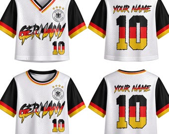 Germany Crop Top Football Jersey Personalized, Custom Name Number Soccer Fan Shirt Women