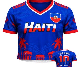 Haiti Crop Top Jersey 3D Mesh Soccer Shirt Women Custom Name Number WC 2026