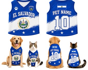Personalized El Salvador Pet Soccer Jersey, Custom Dog Cat Mesh Jersey, Pet Name Shirt