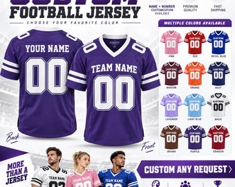 Custom Football Jersey with Name and Number for Adults & Kids – American Football Fan Cheerwear