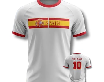 Custom Spain Soccer Jersey with Name Number, Personalized Spanish Football Shirt for Fans