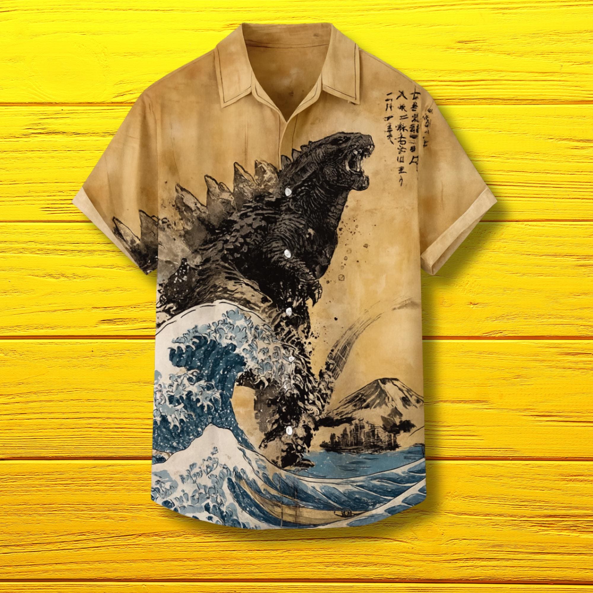 godzilla dress shirt Godzilla Big Boys Matching Family Hawaiian Button Down Dress Shirt Blue 16