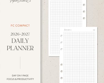 FC Compact | 2026-2027 Daily Planner for Franklin Covey Compact, Grid Format, One Page a Day Printable
