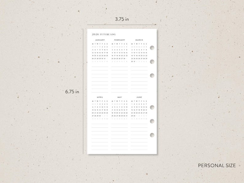 Personal | 2026-2027 Future Log Insert With Yearly Overview Calendar - Etsy