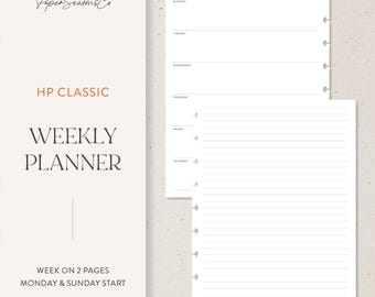 HP Classic | Undated Weekly Planner Insert with Notes Page