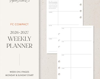 FC Compact | 2026–2027 Weekly Planner Refill Neutral Layout