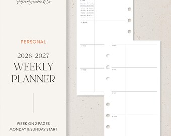 Personal | 2026–2027 Weekly Planner Insert Clean Layout