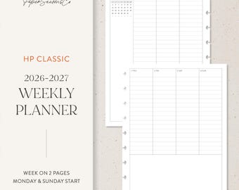 HP Classic | 2026–2027 Minimal Weekly Planner Refill Mini Calendar