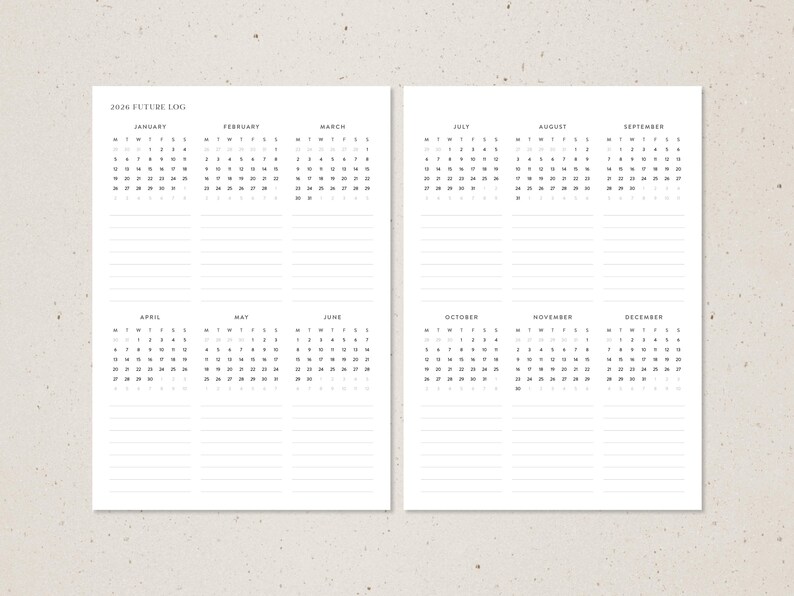 A4, US Letter | 2026-2027 Future Log Insert With Yearly Overview ...
