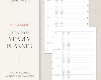 HP Classic | 2026–2027 Serif Minimal Yearly Planner Refill Neutral Planning