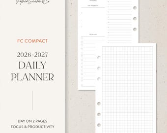 FC Compact | 2026-2027 Daily Insert, Compact Layout, To-Do + Grid Notes
