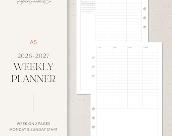 A5 | 2026–2027 Minimal Weekly Planner Refill Mini Calendar