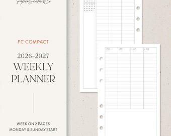 FC Compact | 2026–2027 Minimal Weekly Planner Refill Mini Calendar