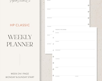 HP Classic | Undated Weekly Planner Insert with Simple Layout