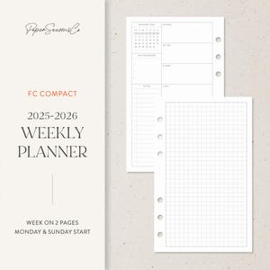 FC-compact | Wekelijkse plannerpagina's 2025-2026, Franklin Covey, compatibel met rasternotities