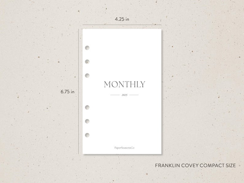 FC Compact | 2026-2027 Monthly Insert, Compact Calendar Page, Simple ...