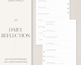 A5 | Daily Reflection Planner Insert, Self-Care & Gratitude Journal