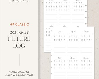 HP Classic | 2026-2027 Future Log Yearly Overview Script Font