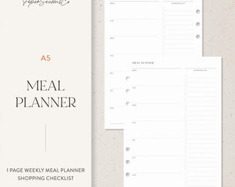 A5 | One Page Meal Planning Sheet with List