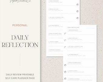 Personal | Daily Reflection Planner Insert, Self-Care & Gratitude Journal