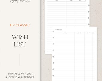 HP Classic | Wish List Tracker Insert for Shopping Goals