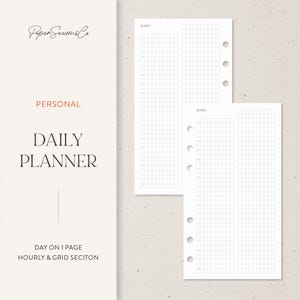 Personal | Undated Daily Planner Insert, Day on One Page with Hourly & Grid Section