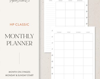 HP Classic | Undated Monthly Planner Insert, Two-Page Calendar with Notes