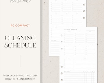 FC Compact | Cleaning Schedule Planner Insert | Weekly Checklist & Home Tasks