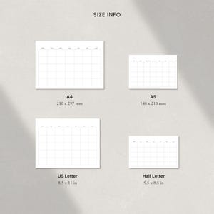 Minimal Monthly Planner | Horizontal One-page Calendar Layout | A4 A5 ...