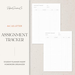 A4, US Letter | Assignment Tracker Planner Insert, Homework Organizer for Students