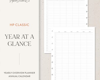 HP Classic | Year at a Glance Planner Insert | Yearly Overview Calendar