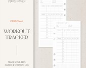 Personal | Workout Tracker Insert | Fitness Log for Cardio & Strength