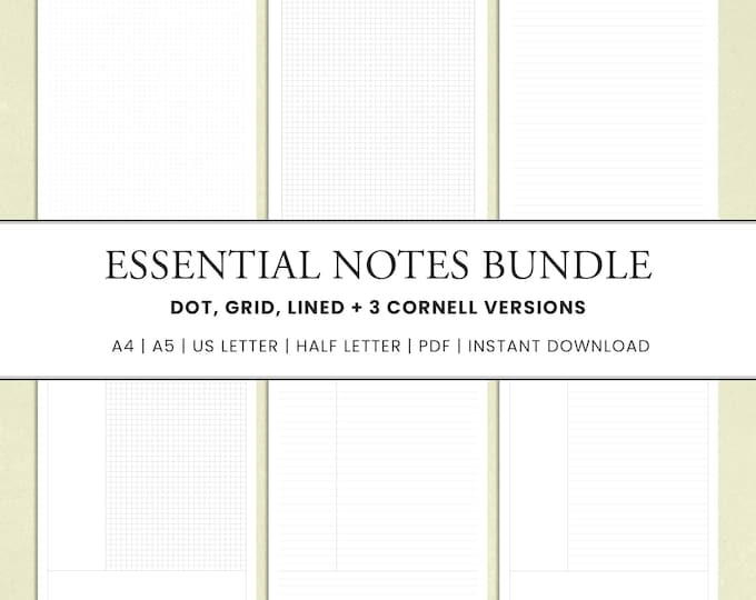 Cornell Notes Set| A5 | Printable PDF | Planner Inserts Template |lined ...