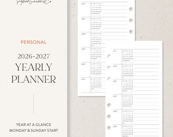 Personal | 2026–2027 Yearly Planner Insert Minimal Planning