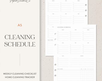 A5 | Cleaning Schedule Planner Insert | Weekly Checklist & Home Tasks