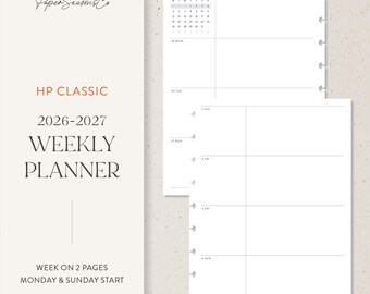 HP Classic | 2026–2027 Weekly Planner Refill Minimal Weekly Spread