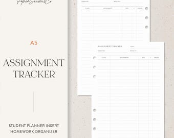 DIN A5 | Aufgabe Tracker Planer Insert, Hausaufgaben Organizer für Studenten