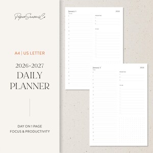 A4, US Letter | Daily Planner Insert | Day on One Page with Priorities & To-Do List