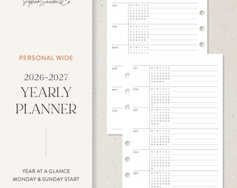 Personal Wide | 2026–2027 Yearly Planner Refill Spacious Layout