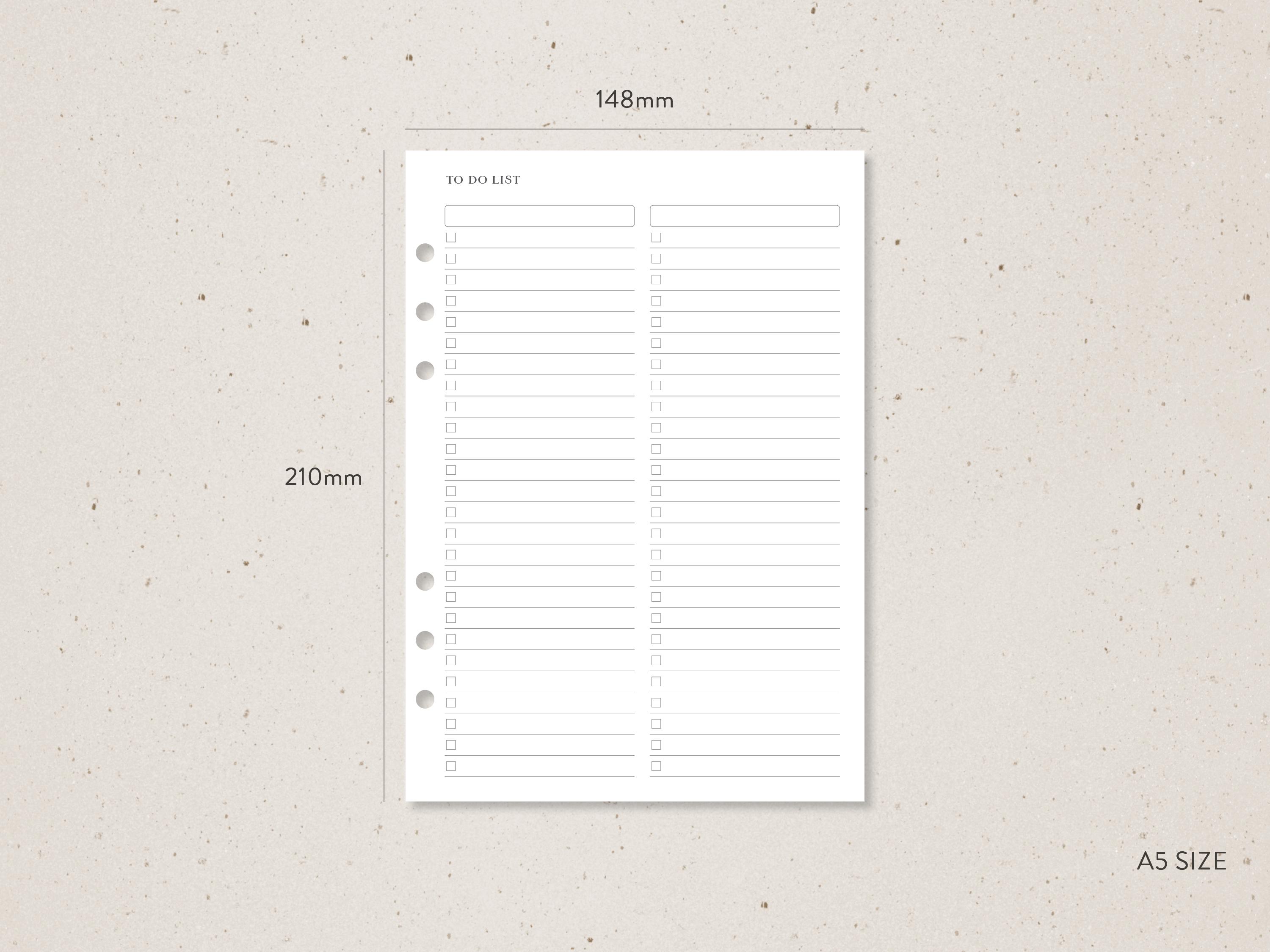 A5 | Checklist Planner Insert With Header Sections - Etsy