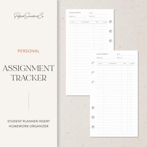 Personal | Assignment Tracker Planner Insert, Homework Organizer for Students