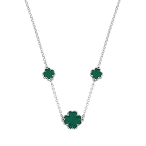 Colar de trevo de quatro folhas em prata com esmalte verde