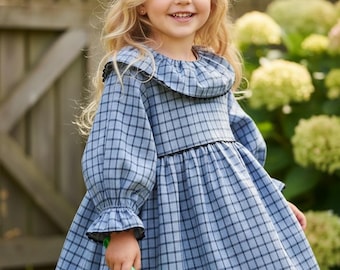 Luxury Plaid Heirloom Girls Dress London Style Boutique Cotton Bow Fully Lined