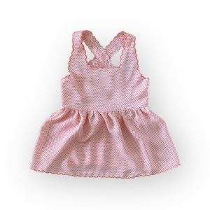 Handmade Organic Cotton Baby Dress – Vintage Pink Cross Back Toddler Dress – Lightweight Summer Girl Outfit