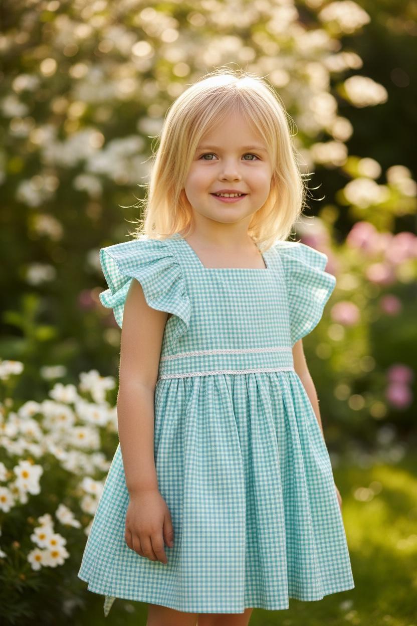 green gingham toddler dress Jsgek Dressy Daisy Pioneer Prairie Gingham Dress Clothing with Apron and Bonnet Hat for Toddler Little Girls Green 13 Years, Toddler Girl's