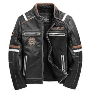 Embroidered Harley Davidson Leather Biker Jacket: Unisex Cowhide Motorcycle Jacket