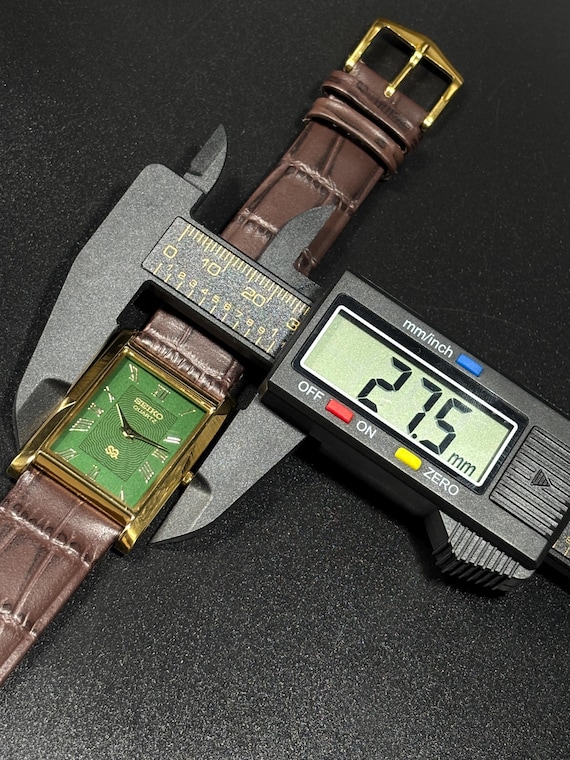 Vintage Seiko Tank Watch: Slim Quartz, Green Face, Leather Band - Etsy